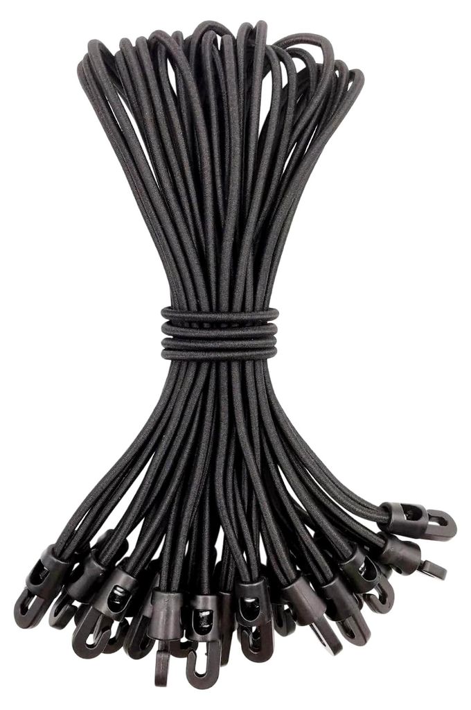 Spanngummi mit Haken 25 Stück - Expander mit Haken 25 cm, Gummispanner für Campingplanen (Schwarz)
