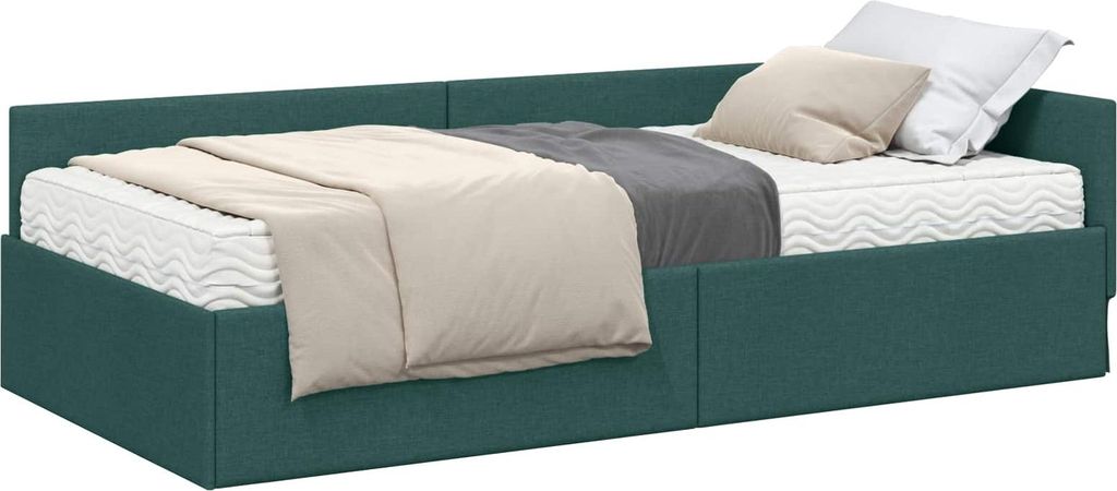 Eckbettgestell mit Matratze Sonstiges 2 pcs Grün Stoff