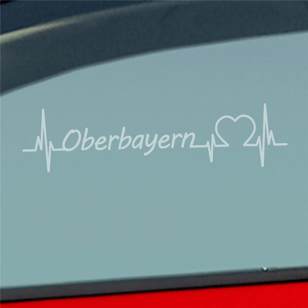Auto Aufkleber Oberbayern Puls Herzschlag mit Ferien Region Motiv 19x4 cm Milchglas Sticker Heckscheibenaufkleber