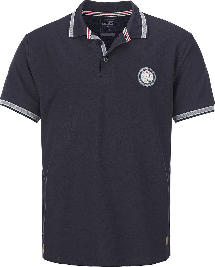 modAS Herren Poloshirt kurzarm maritim - Polohemd T-Shirt mit Polokragen aus Baumwolle in Marine Blau Größe M