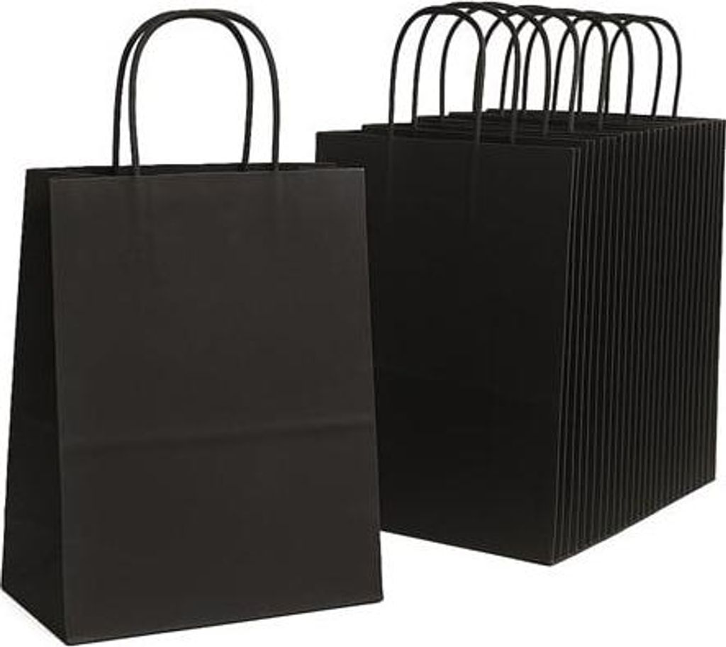 Papírová dárková taška, balení 180 x 80 x 225, černá, 10 Obrázek produktu 