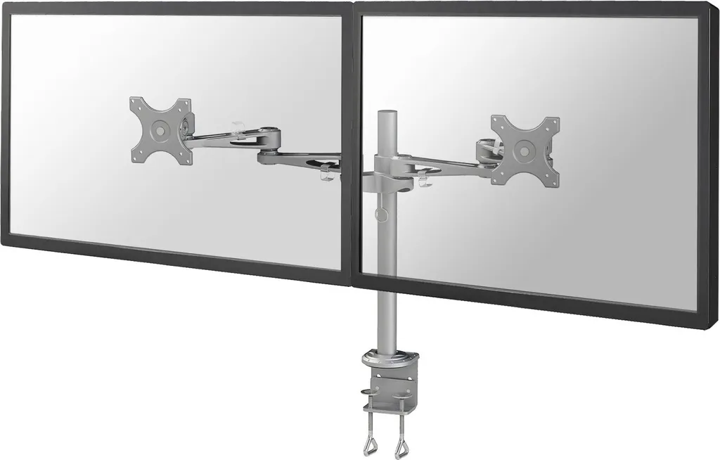 Support double écran bureau NewStar FPMA-D935D articulé argent 24 pouces