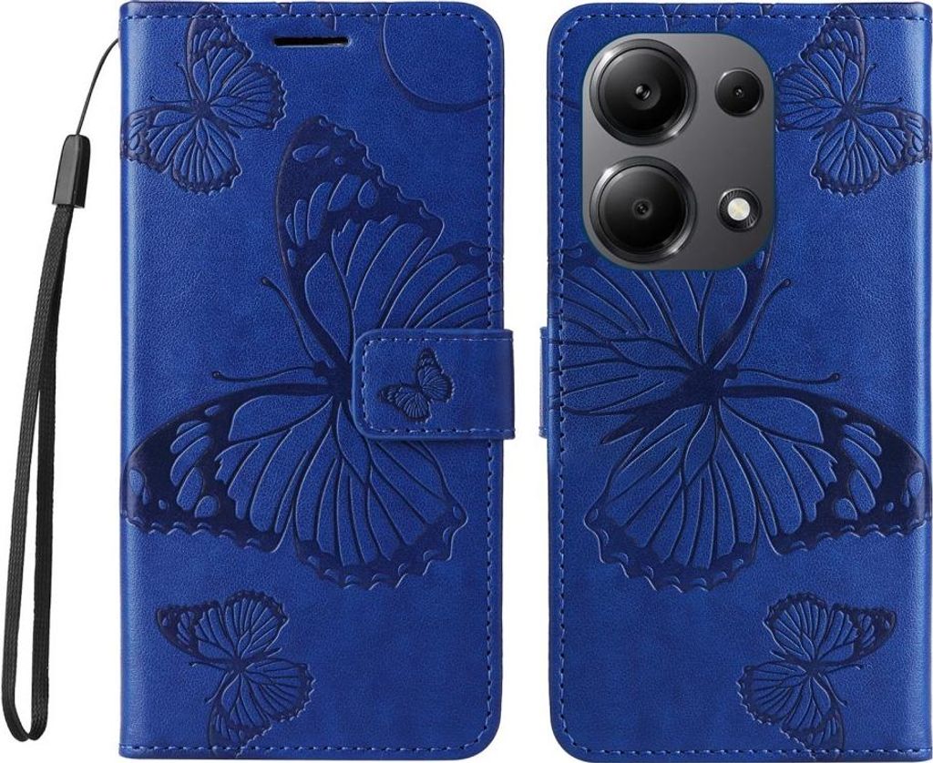 Xiaomi Redmi Note 13 Pro 4G / Poco M6 Pro 4G Hülle - Coverup Schmetterlinge Klapphülle - Blau