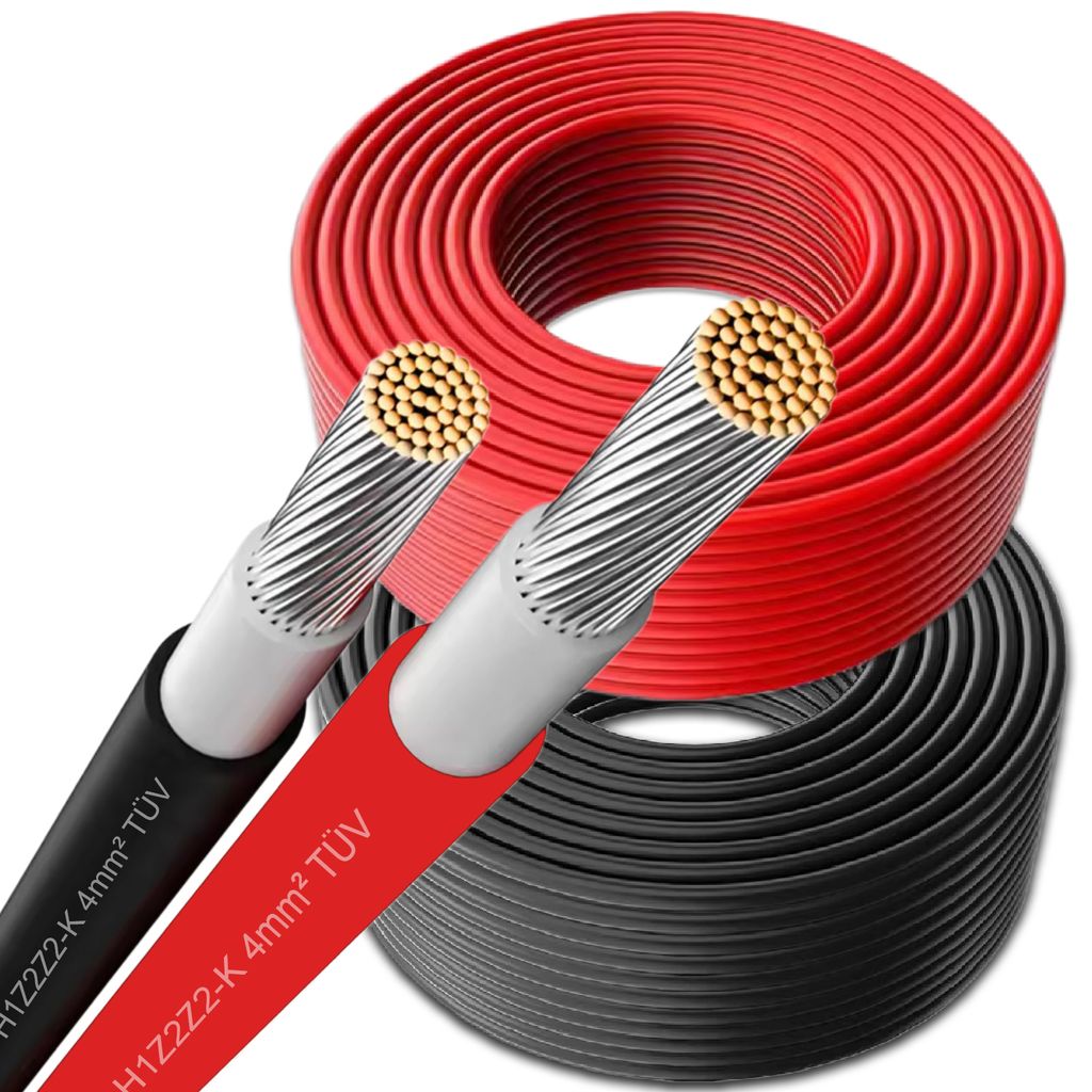 Solar Solarkabel Solarleitung Kabel für Solarmodule 4 mm² / 6 mm² PV 5 -100m Farben:Schwarz, Kabelquerschnitt:4mm², Länge Kabel:40 Meter