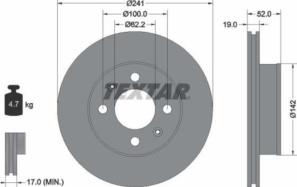 TEXTAR 92128503 Bremsscheibe OE 5171225010 kompatibel mit Accent