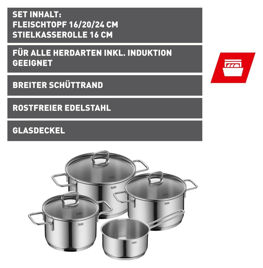 Silit Topf-Set Alicante, aus Edelstahl Topf-Sets