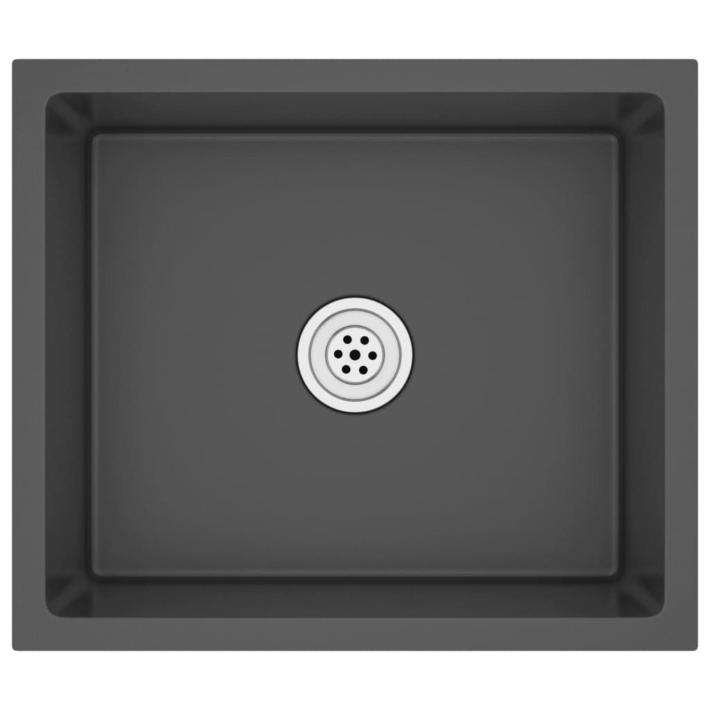 vidaXL Lavello da incasso a mano in acciaio inox nero Immagine del prodotto 