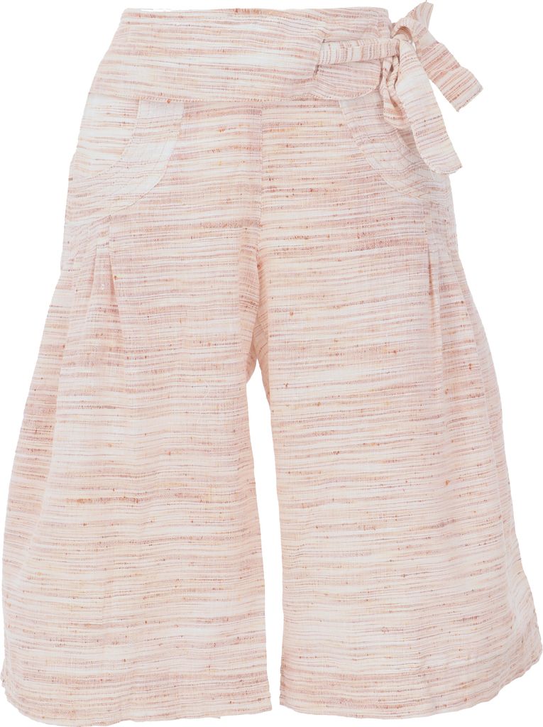 Shorts Boho-chic, Knielange Khadi Hose - Beige/orange, Damen, Baumwolle, Größe: L/XL