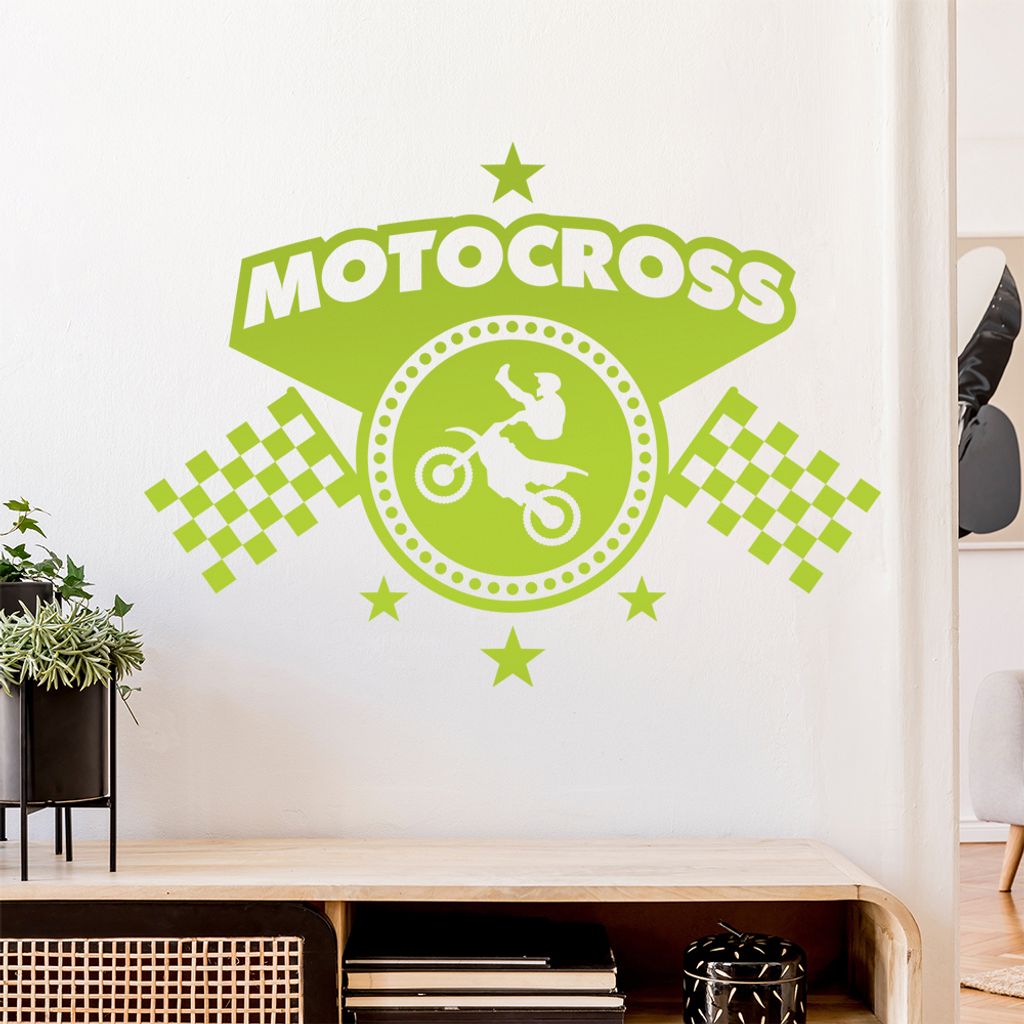 Motocross D2 Stunt Wandtattoo Wandaufkleber Wall Sticker - Dekoration, Küche, Wohnzimmer, Schlafzimmer, Badezimmer