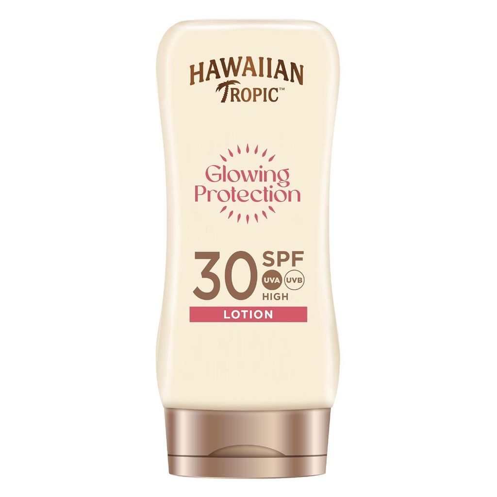 Hawaiian Tropic | Glowing Protection Sunscreen, Schützende Sonnenlotion LSF 30 UVA + UVB Schutz, 180 ml, tropischer Duft, mit Sheabutter, wasserfest