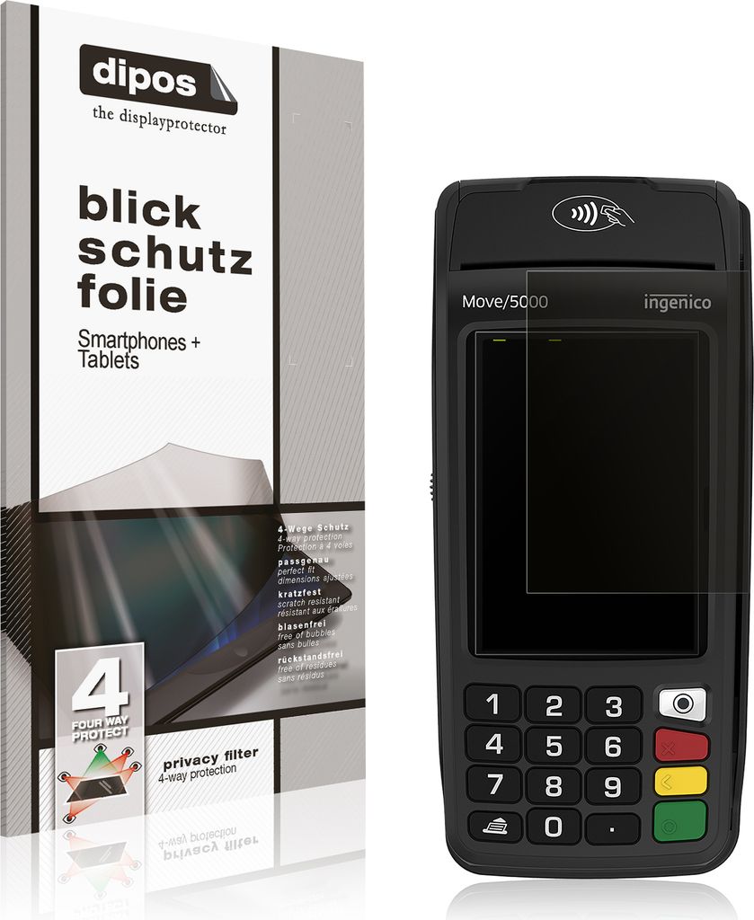 Blickschutzfolie für Ingenico Move 5000 matt Schutzfolie Folie Display Schutz dipos