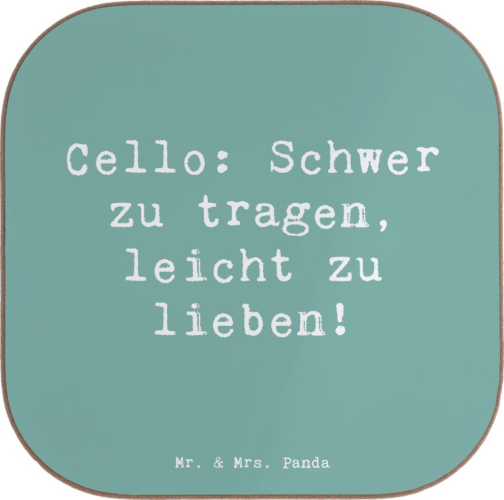 Mr. & Mrs. Panda Untersetzer für Gläser Spruch Cello Liebe - Meeresbrise - Geschenk, Tischschoner, Streichinstrument, Lernen, Instrument, Musik, ...