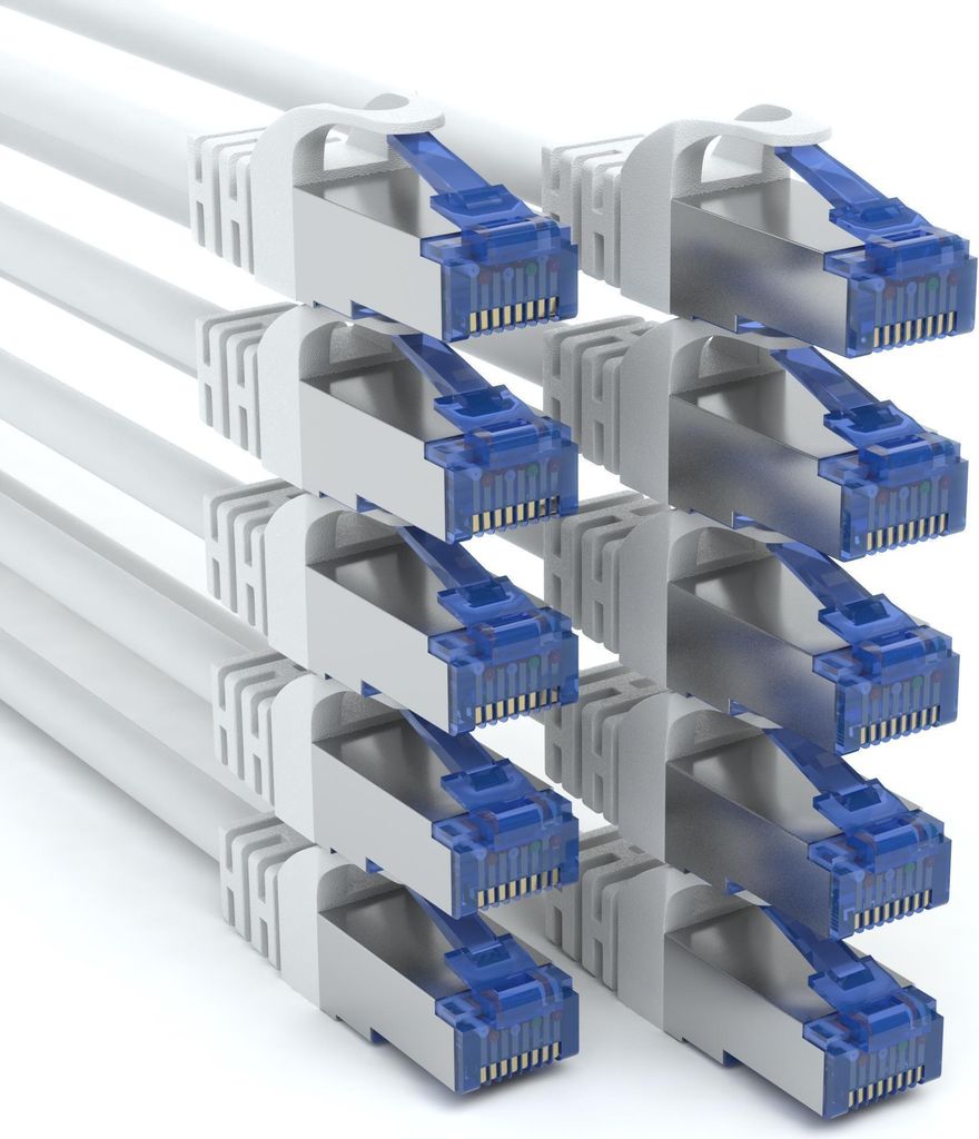 CAT 7 Patchkabel - WHITE - 1m || 10er Set