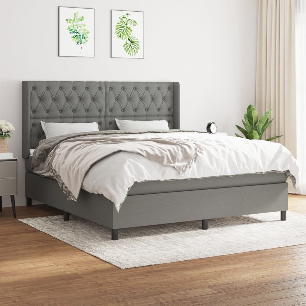 Maison Exclusive - Boxspringbett mit Matratze Dunkelgrau 160x200 cm Stoff