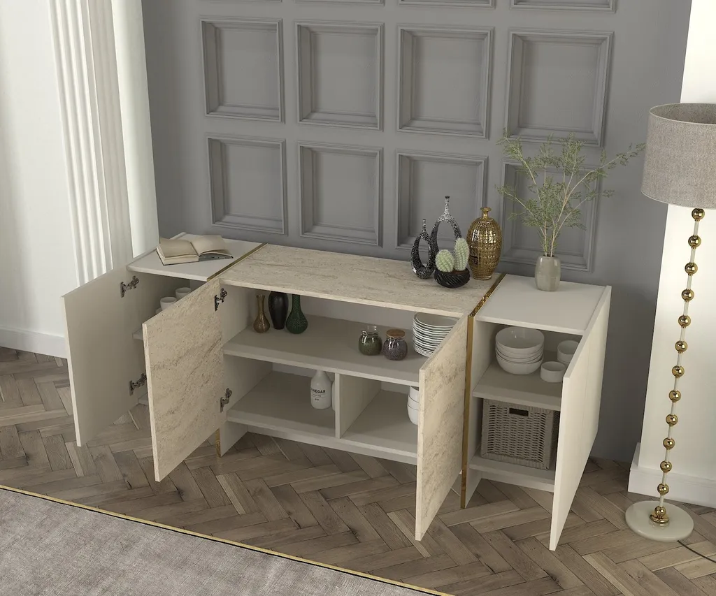 Console Veyron : Meuble Robuste Style Travertin sans les Contraintes - 3