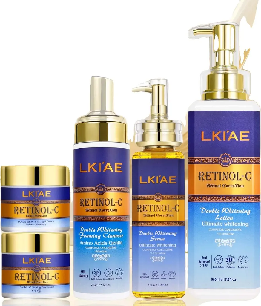 Set di trattamenti illuminanti per la pelle, idratazione profonda, elimina le macchie scure, adatto a tutti i tipi di pelle, set 5 in 1