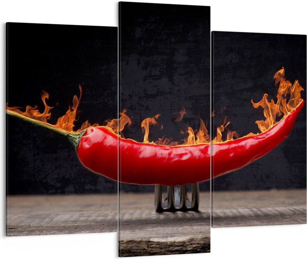 Bild auf Leinwand - Leinwandbild - Chili Paprika Bio Landwirtschaft - 130x100cm - Wand Bild - Wanddeko - Leinwanddruck - Bilder - Kunstdruck - Lein...