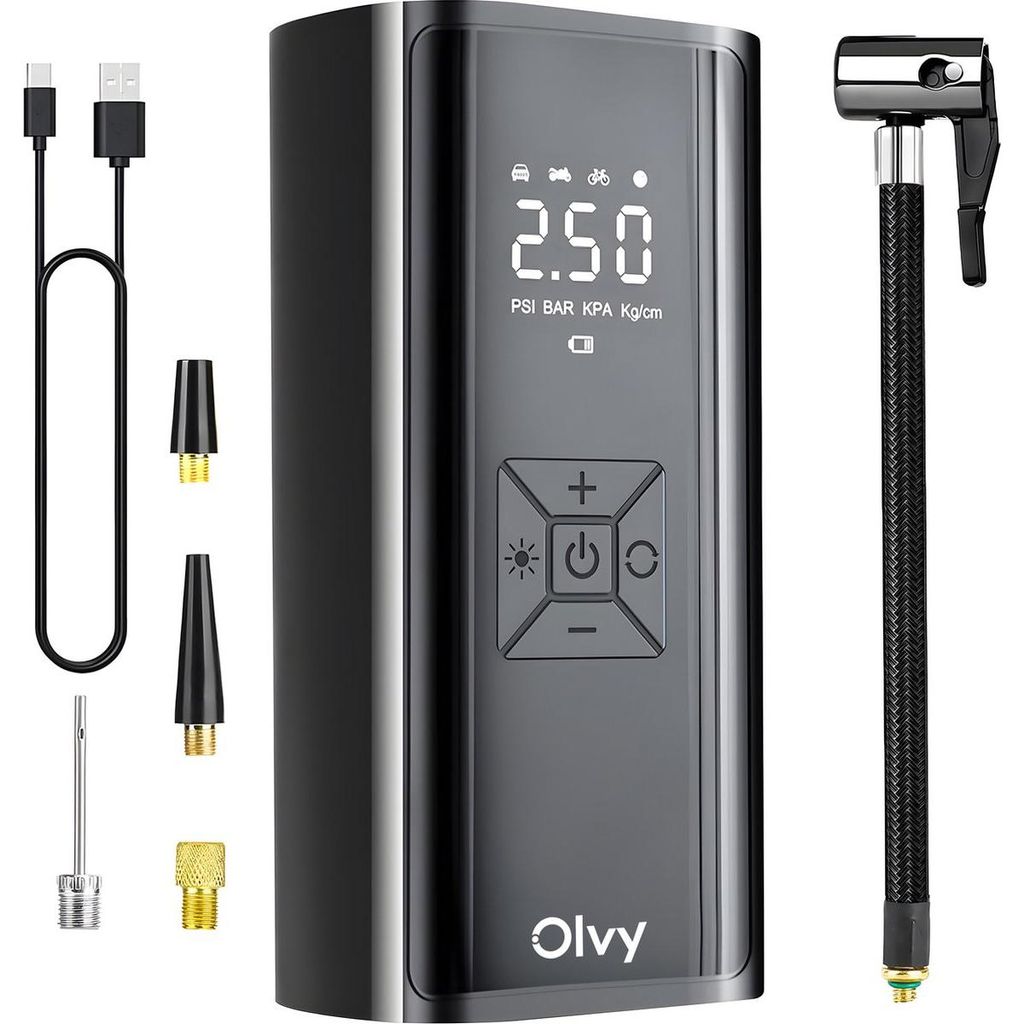 Olvy Luchtdrukkompressor, 7000 mAh, Mini-bandenpomp, Productafbeelding 