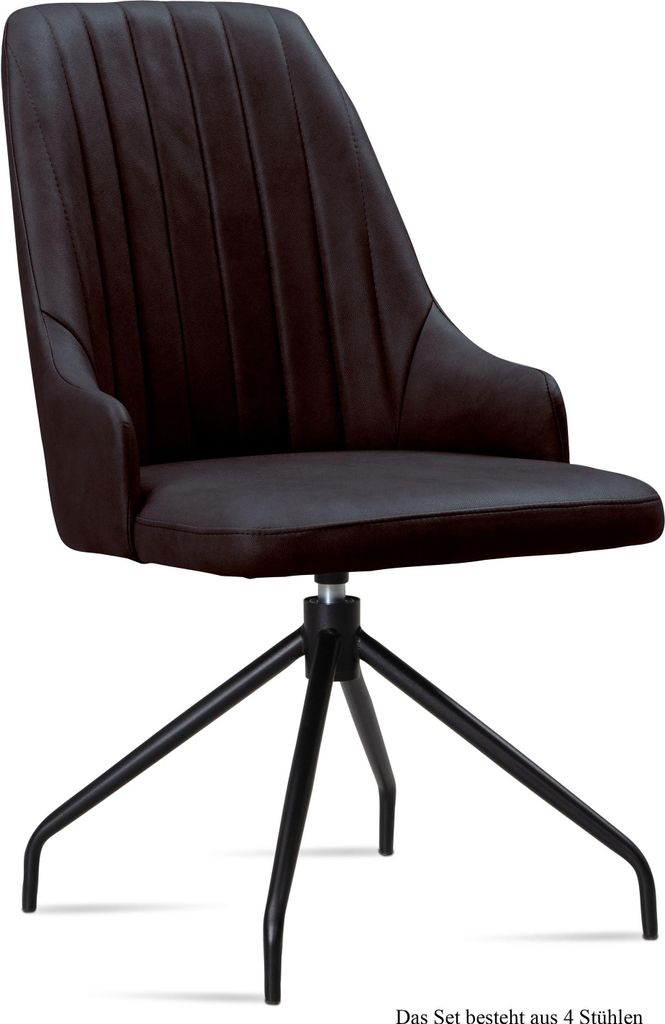 Esszimmerstuhl drehbar (4er-Set) Doreen 52x91x60 Schwarz/Espresso