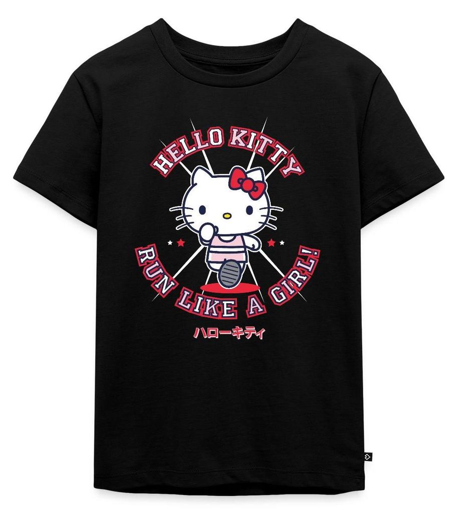 Spreadshirt Hello Kitty Run Like A Girl Sport Kinder Premium T-Shirt, 98/104 (2 Jahre), Schwarz