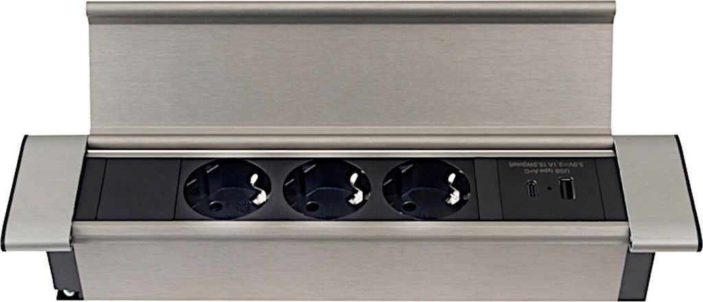 DesignLight Flatbox 3-fach Schuko-Steckdose mit 1x USB A Produktbild 