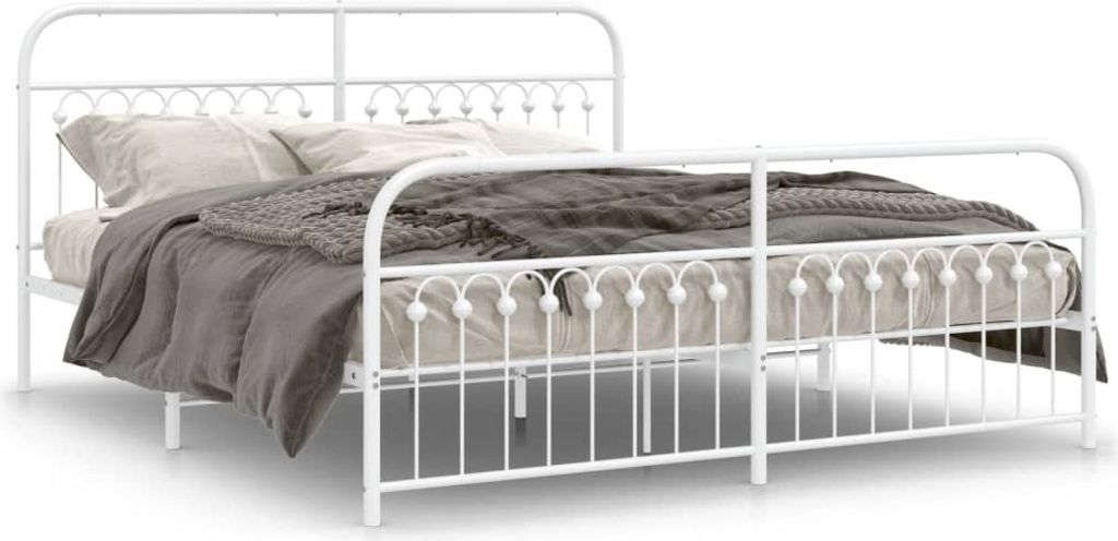 Maison Exclusive - Bettgestell mit Kopf- und Fußteil Metall Weiß 183x203 cm