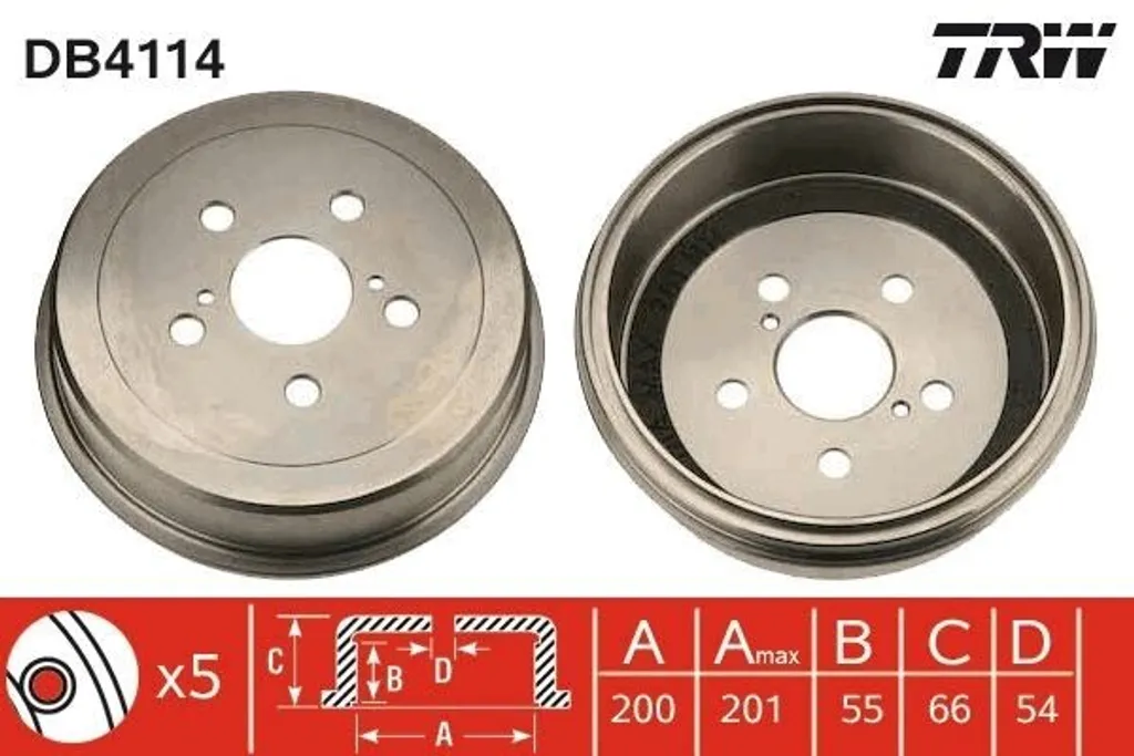 Tambours de frein TRW DB4114 : kit de remplacement pour Toyota Camry