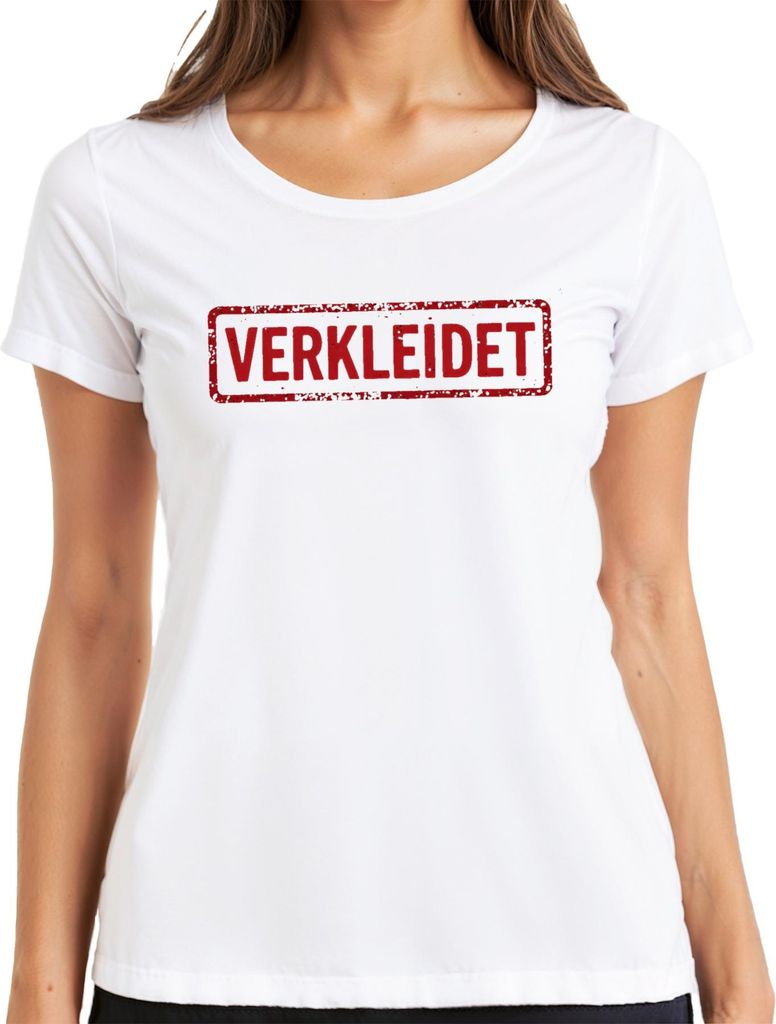 VERKLEIDET Karneval Fasching Halloween Cosplay Kostüm lustig Damen T-Shirt, Weiß, 3XL