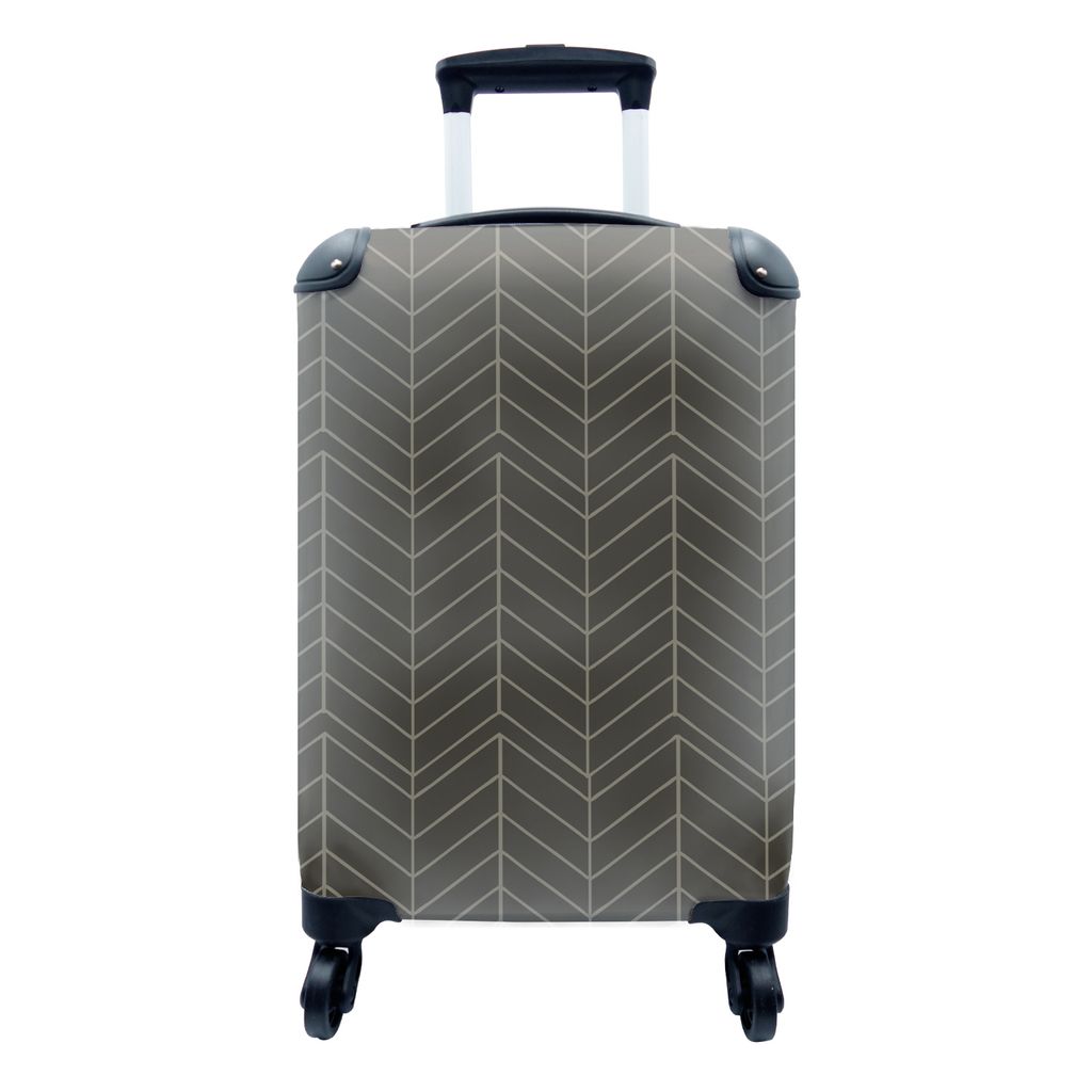 MuchoWow Koffer Handgepäck Trolley Rollkoffer Kleine Reisekoffer mit 4 Rollen - Muster - Luxus - Grau - Braun - Cabin Size < 55x40x23 cm & 55x40...