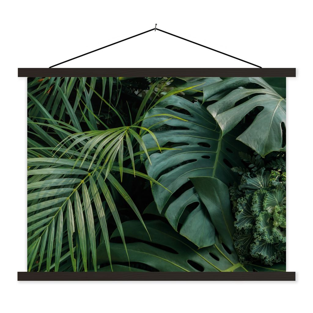 MuchoWow Textilposter Pflanzen - Dschungel - Blätter - Tropisch 150x113 cm mit schwarzem Rahmen - Wohnzimmer
