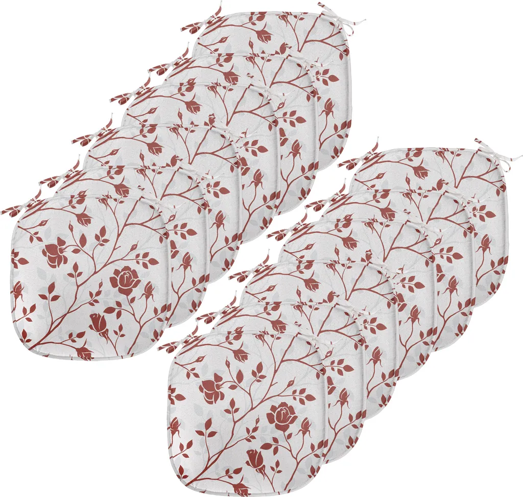 Set 12 Cuscini Sedie ABAKUHAUS Rose Leaves 40x40 - Rubino e Beige