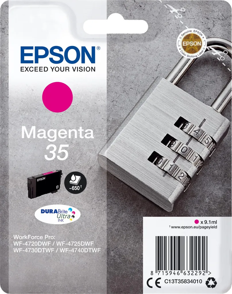 Epson 35 Magenta Originale C13T35834010 | Cartuccia Lucchetto 9,1ml