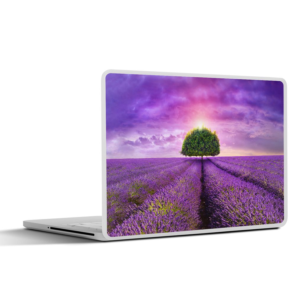 MuchoWow Laptop Aufkleber Sticker Cover Lavendel - Baum - Lila - Wolken 40x30 cm - Laptop Dekoration - Selbstklebend