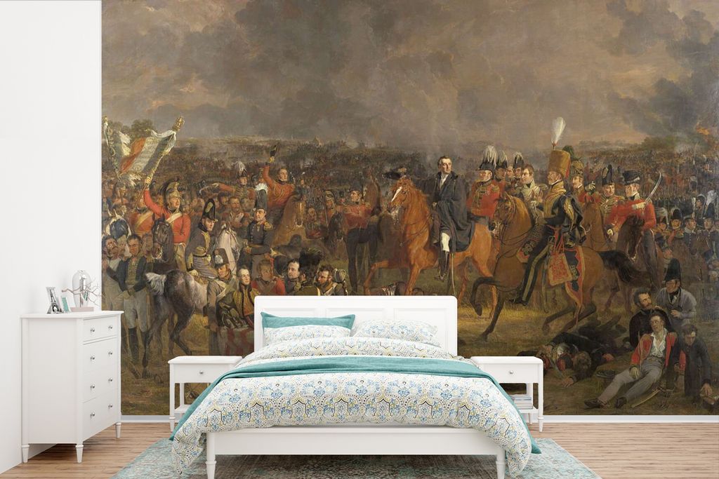 MuchoWow Fototapete für Wohnzimmer oder Schlafzimmer Wandtapete Vinyl Motivtapete Die Schlacht von Waterloo - Gemälde von Jan Willem Pieneman -...