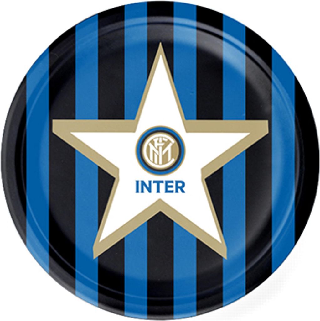 Inter Mailand-Pappteller klein Partydeko 8 Stück blau-weiss-schwarz 18 cm -