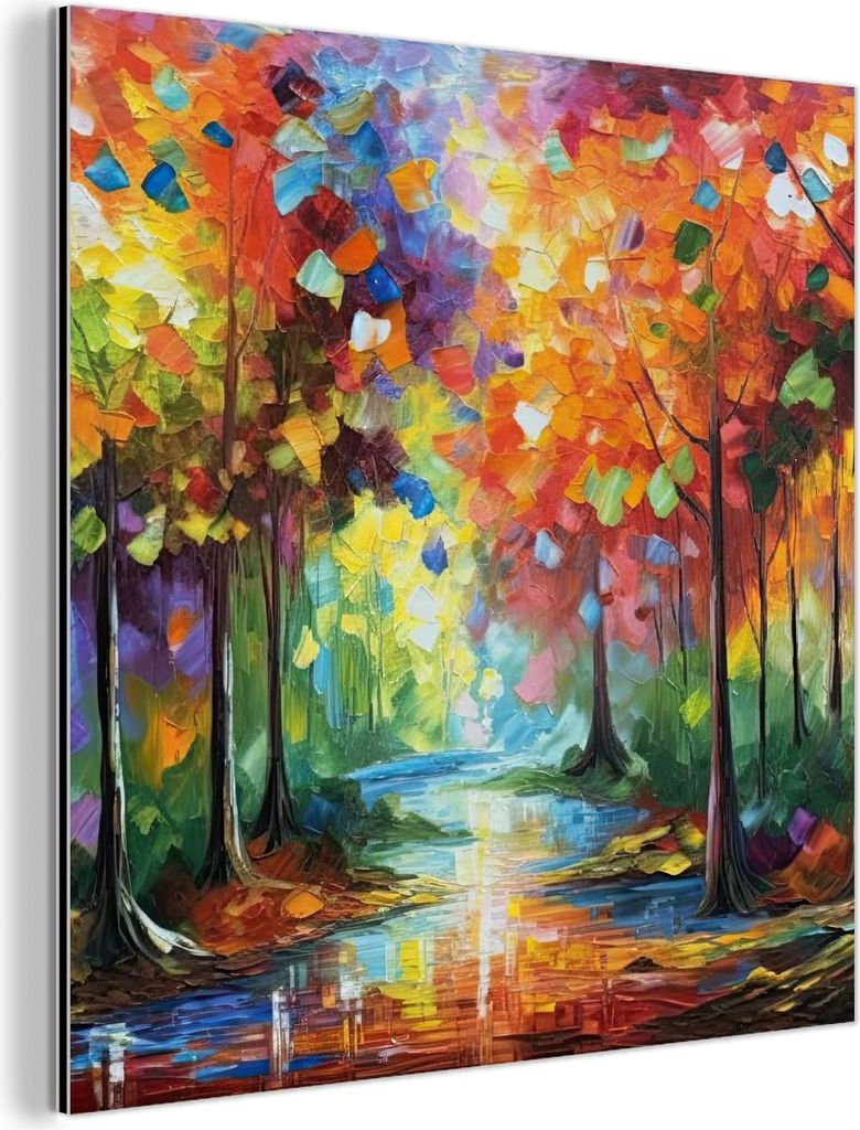 MuchoWow Wanddekoration Metall Metallbild Wandkunst 50x50 cm Landschaft - Wald - Farben - Natur MuchoWow Aluminium Gemälde - Alubild - Industrial