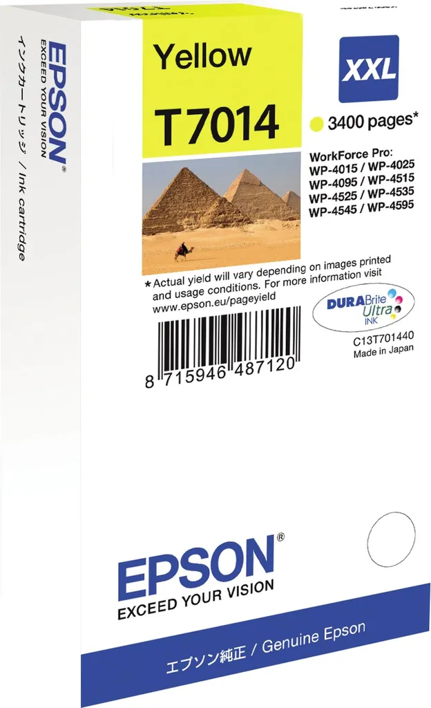 Cartouche Epson T7014 Jaune XXL WorkForce Pro - Encre Originale T701