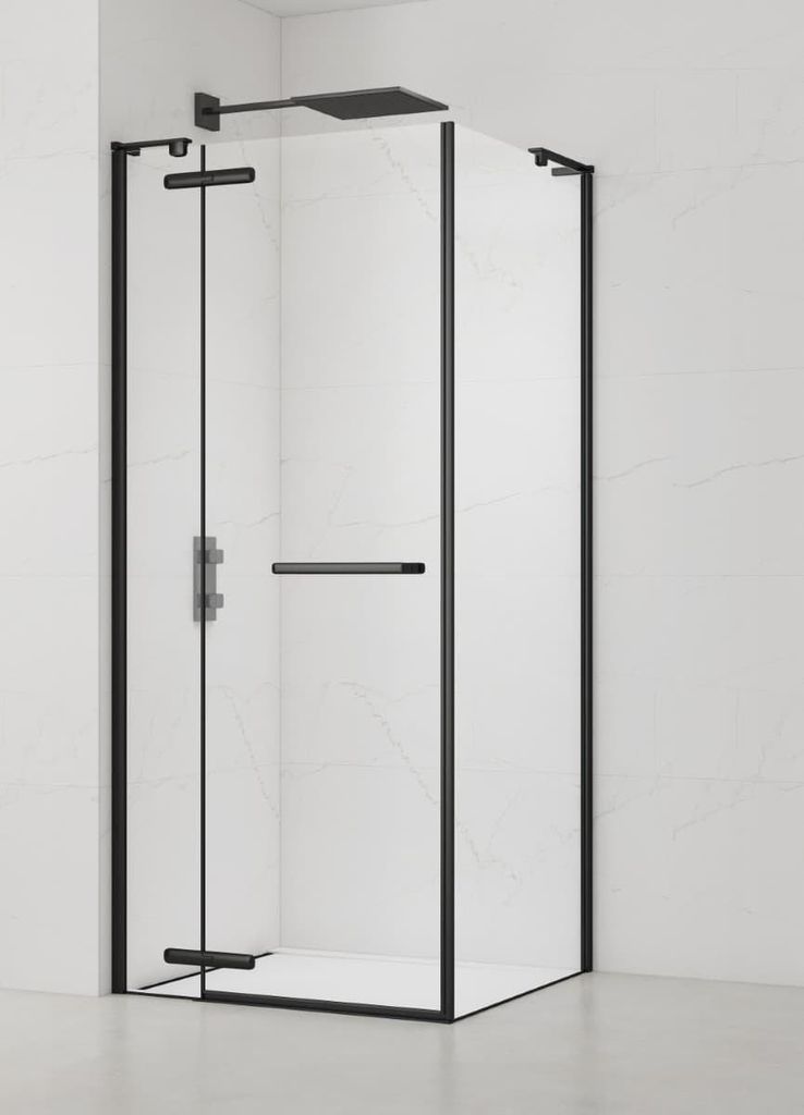 SAT TGD NEW Duschkabine Eckdusche 90x90 cm Easy-Clean-Beschichtung 8mm Sicherheitsglas, Schwarz / Klarglas
