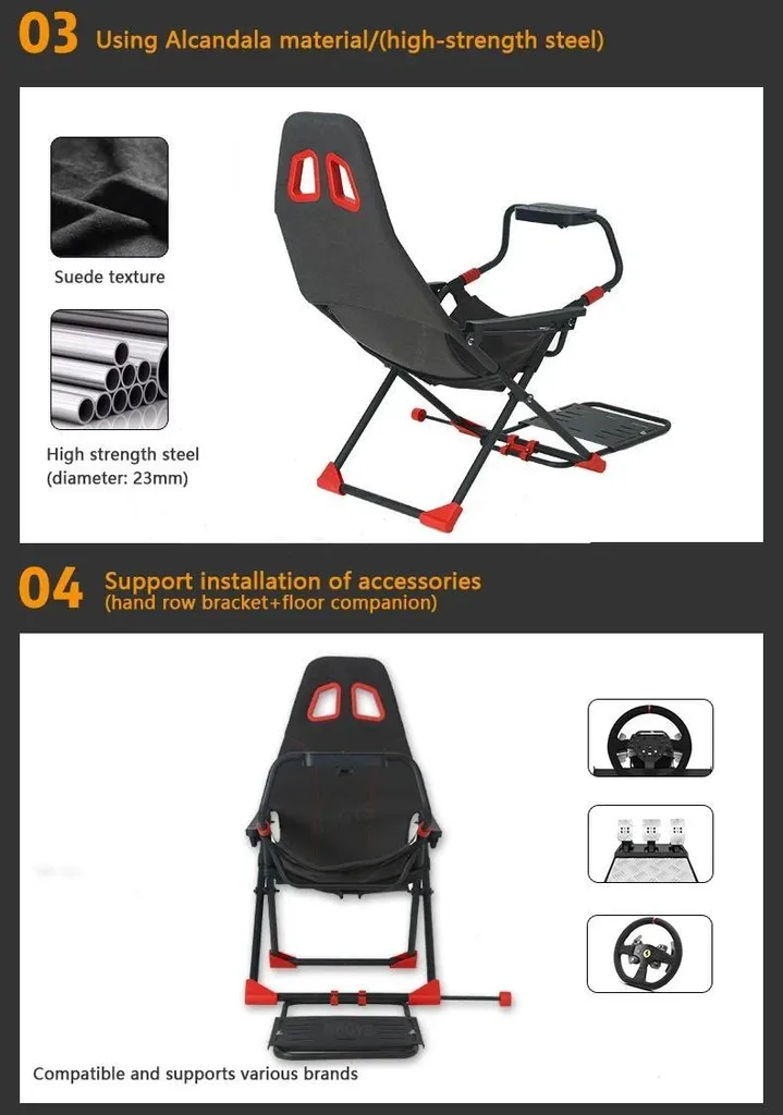 Simulateur de course Bluetooth Force Feedback avec cockpit pliable noir - 9