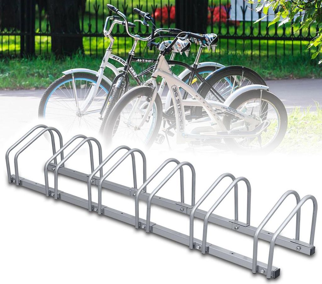 Izrielar Fahrradständer, Mehrfachständer in verschiedenen Größen Silber 6 Fahrräder
