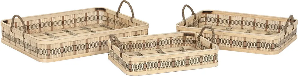 Plateaux de service antidérapants en bambou brun - Set DKD Home Decor