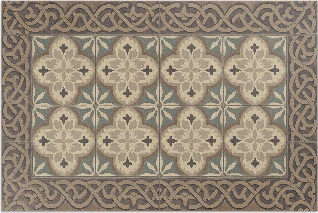 Retro-Fliesen mit geometrischen Anordnungen – Vinylteppich – 60x90 cm – Outdoor Teppich – Terrasse – Wetterfest – Modern