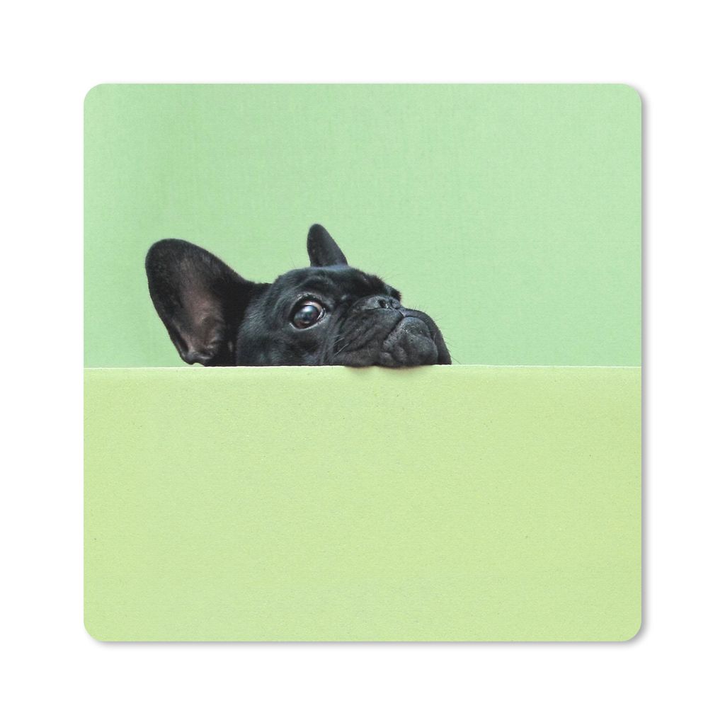 MuchoWow Mauspad Mousepad Französische Bulldogge - Grün - Schwarz 30x30 cm - Mousepads - Maus Mat - Pad - Mausunterlage - Gaming