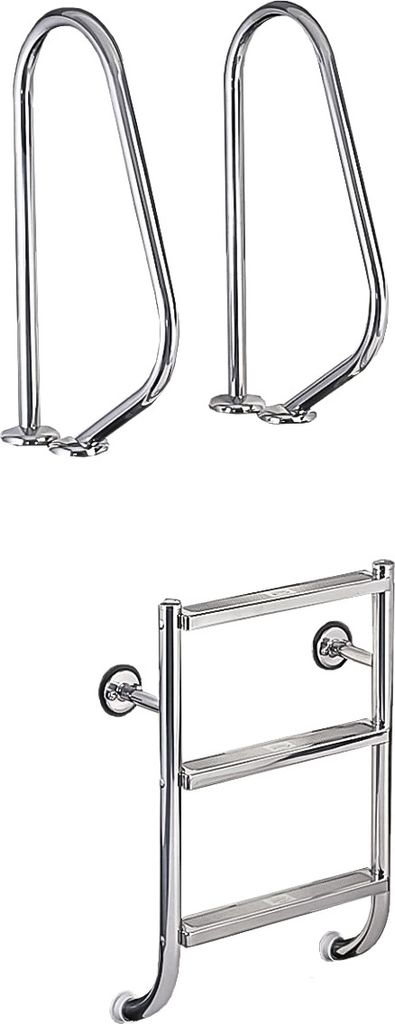 Geteilte Leiter Edelstahl V2A | 4 Edelstahlstufen
