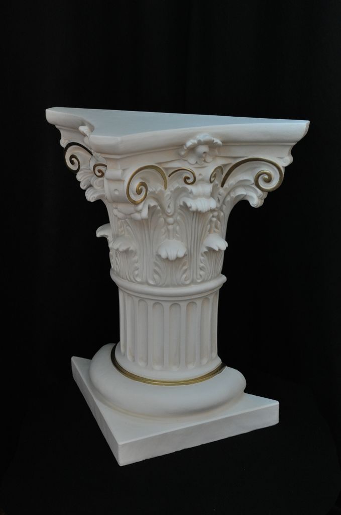 Säule Mäander Style Beistelltisch Marmoriert Dekosäule 80cm Griechische Antik Retro Rokoko Säule Barock Blumenständer Podest Handbemalt