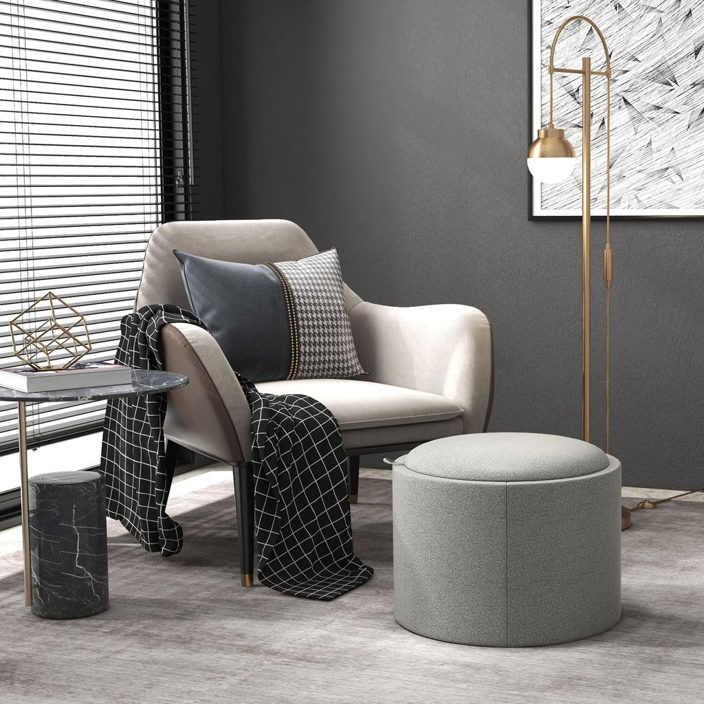 HOMCOM Ottomane Runder Sitzhocker Polsterhocker mit Produktbild 2
