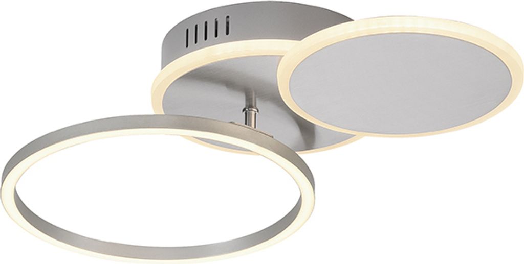 Selltec LED Deckenleuchte BAIKAL rund Lichtfarbe warmweiß, Deckenlampe Ringe silber Wohnzimmer, Schlafzimmer, Esszimmer 7517055