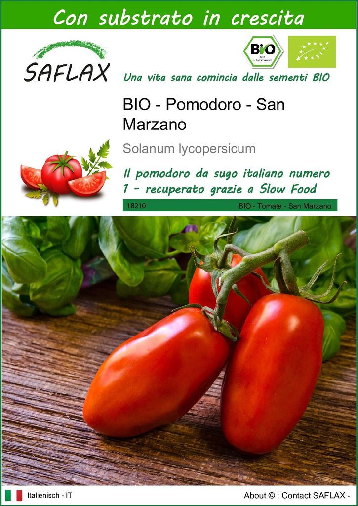 SAFLAX  -- Pomodoro - San Marzano - 15 semi - Con substrato Immagine del prodotto 
