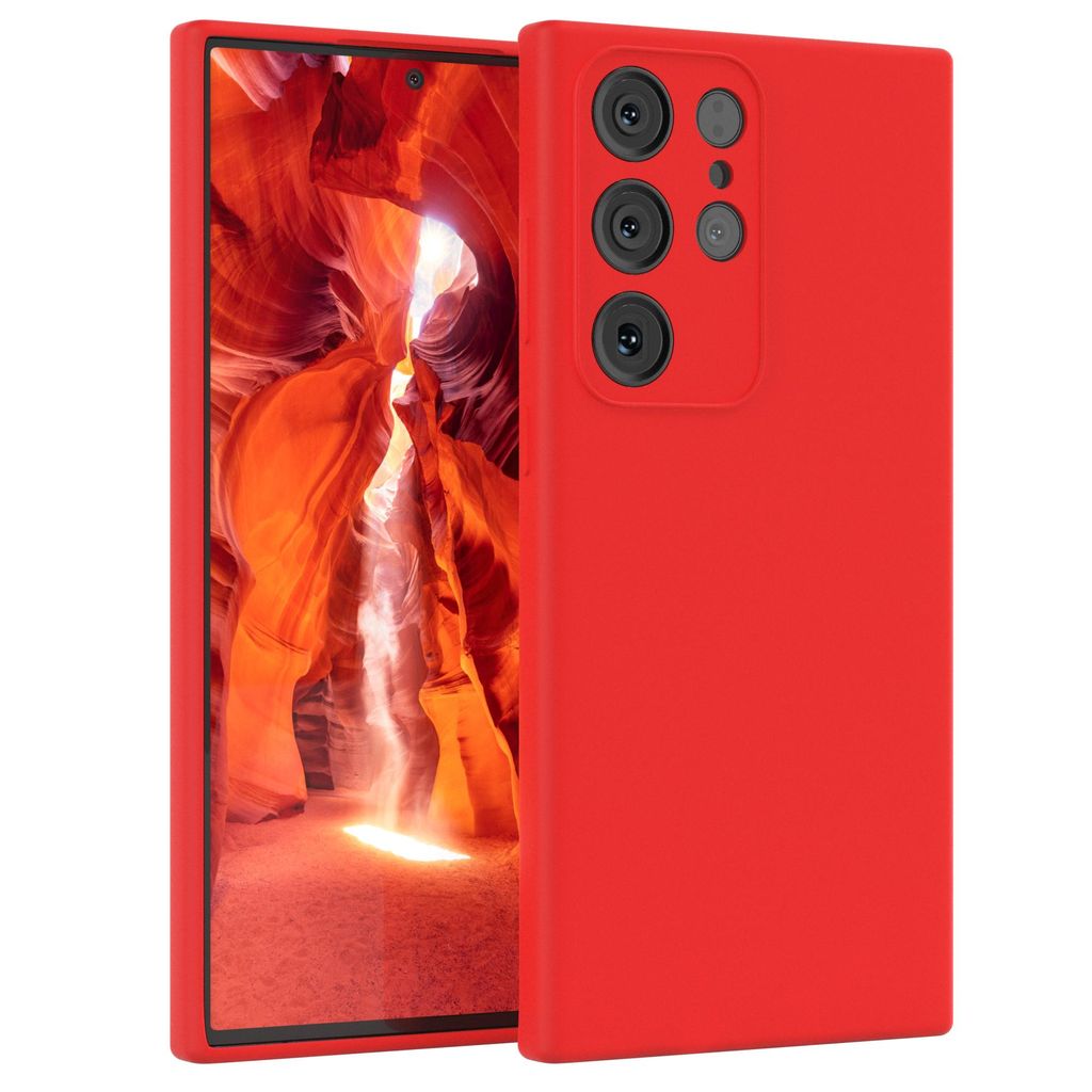EAZY CASE Silikonhülle für Samsung Galaxy S23 Ultra Silikon Backcover Schutz in Rot