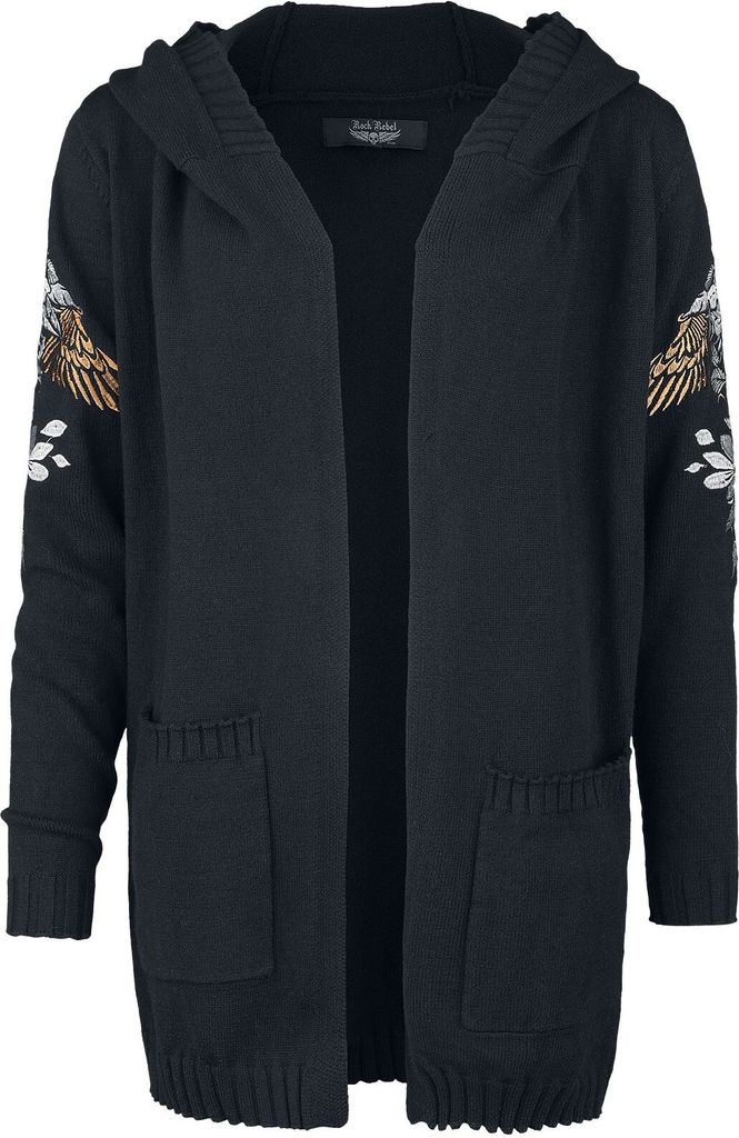 Rock Rebel by EMP Damen schwarzer Cardigan mit Stickereien L